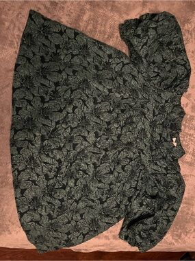 Deep Green Floral Embossed Blouse